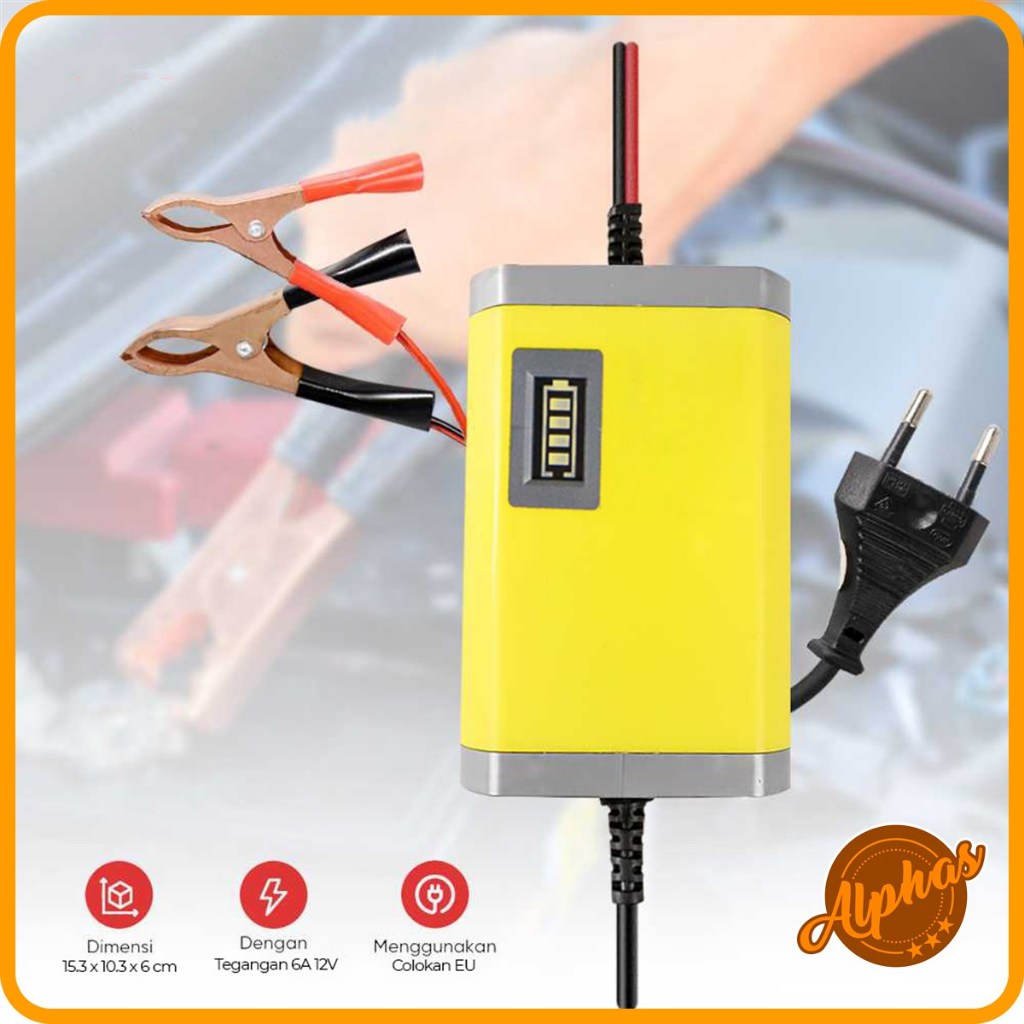 Charger Aki Motor Mobil 2A/6A 12V Alat Cas Aki Casan Accu Motor Mobil Carger Aki Charger Accu