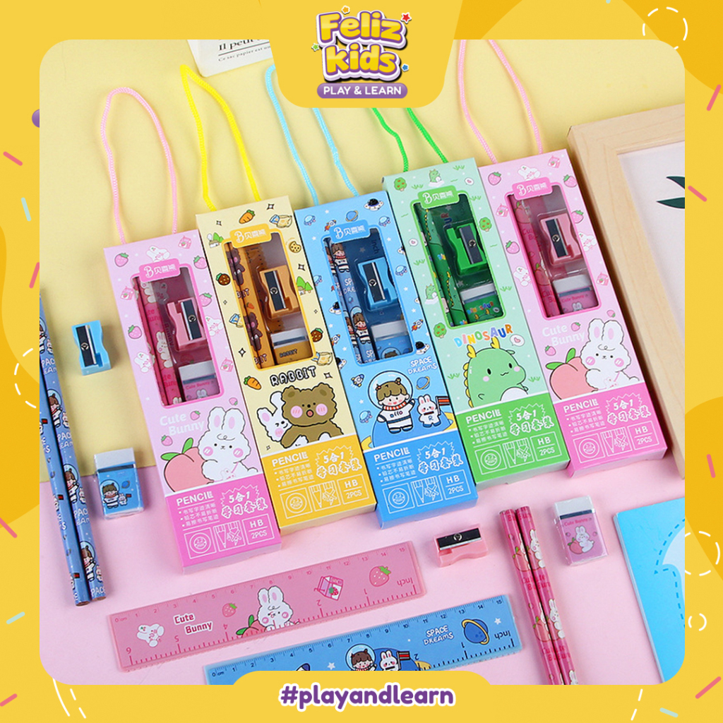 

[FELIZKIDS] [FK89] Stationary Set Alat Tulis 5 In 1 / Set Alat Tulis Kartun / Set Alat Tulis 5 In 1 Lucu / Set Alat Tulis Anak Motif Kartun