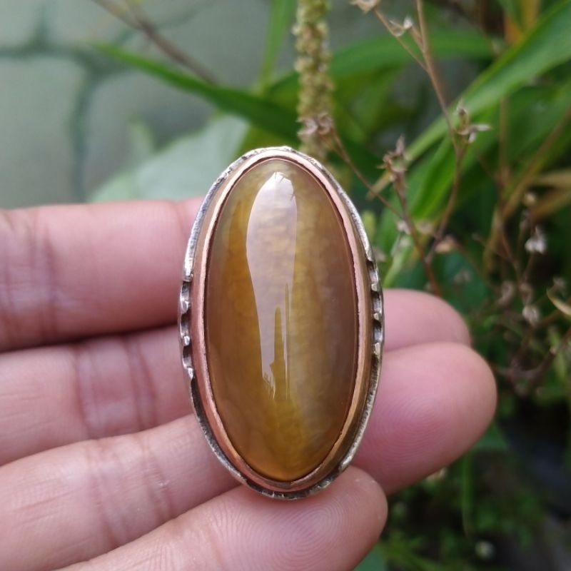 batu cincin akik chalsedhony pandan nanas lumut klasik NATURAL
