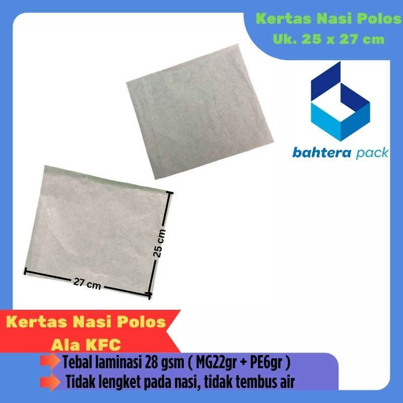 

Kertas Nasi Polos Ala KFC Uk. 25 x 27 cm isi 500 pcs / 1 rim