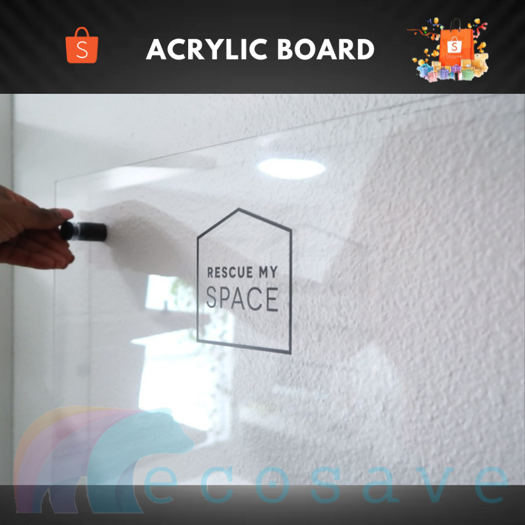 

Papan Tulis Akrilik Bening Whiteboard Acrylic Board White Board Iklan Transparan Kecil Medium Sedang 40x60 60x90 80x120 90x120 cm