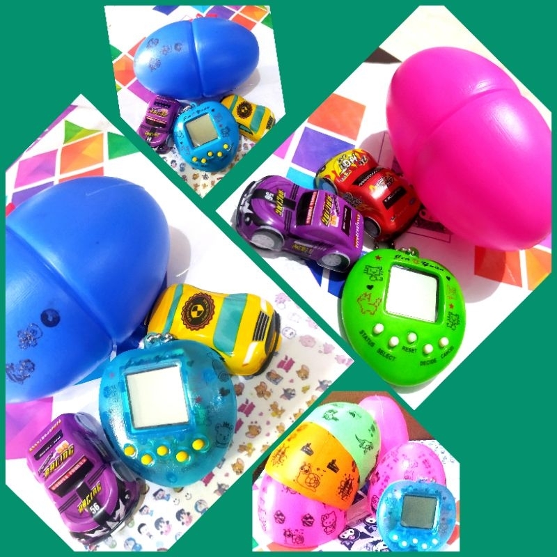 Mainan Tamagochi  Tamagoci   168 in 1 dg Cangkang telur Dan 2 Mobil pullback.