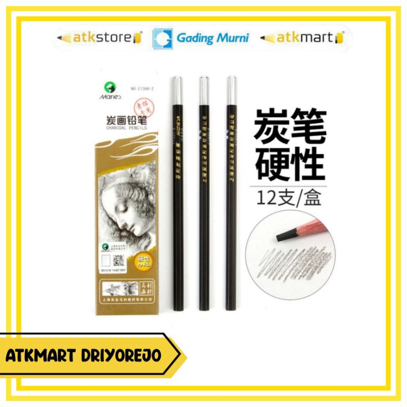 

PENSIL ARANG SKETSA MARIES CHARCOAL PENCIL C7300-2 HARD SKETCH PROFESIONAL