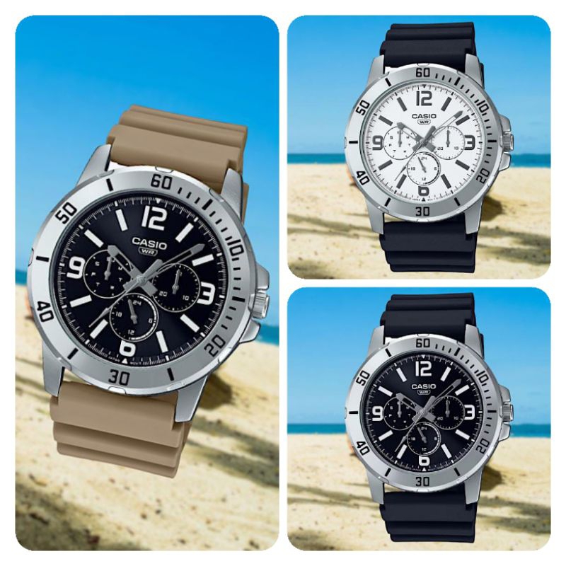 Jam tangan pria CASIO MTP-VD300, tali rubber, ORIGINAL, bergaransi resmi Gilang Agung Persada.