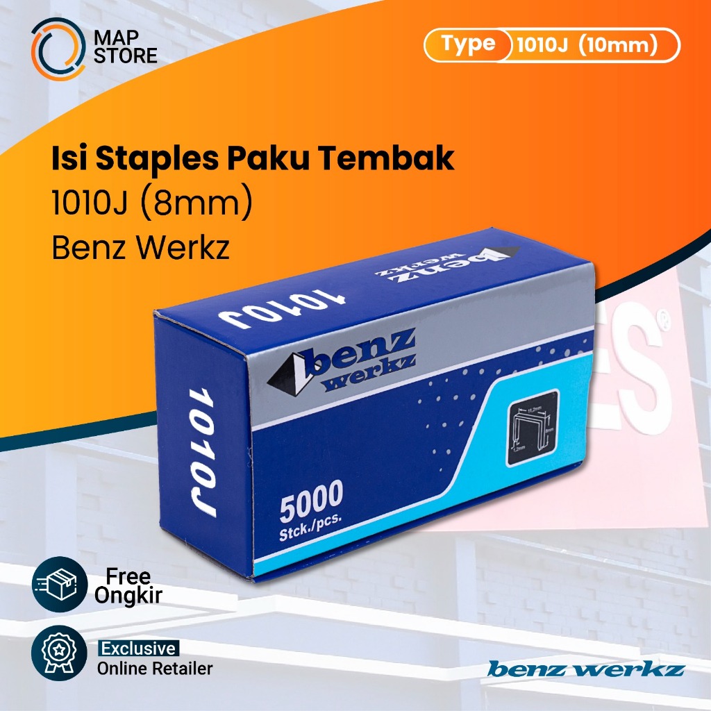 

BENZ 1010J Isi Mesin Staples Paku Tembak U Mata Nailer Gun 1010 J