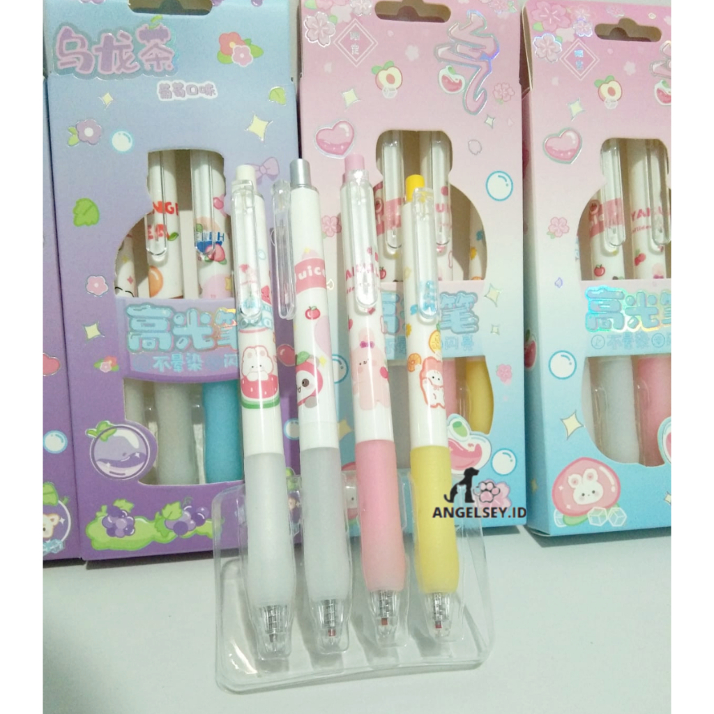 

Pulpen Gel Gliter Warna Lucu / 1 Pak berisi 4 Pulpen Gel Lucu