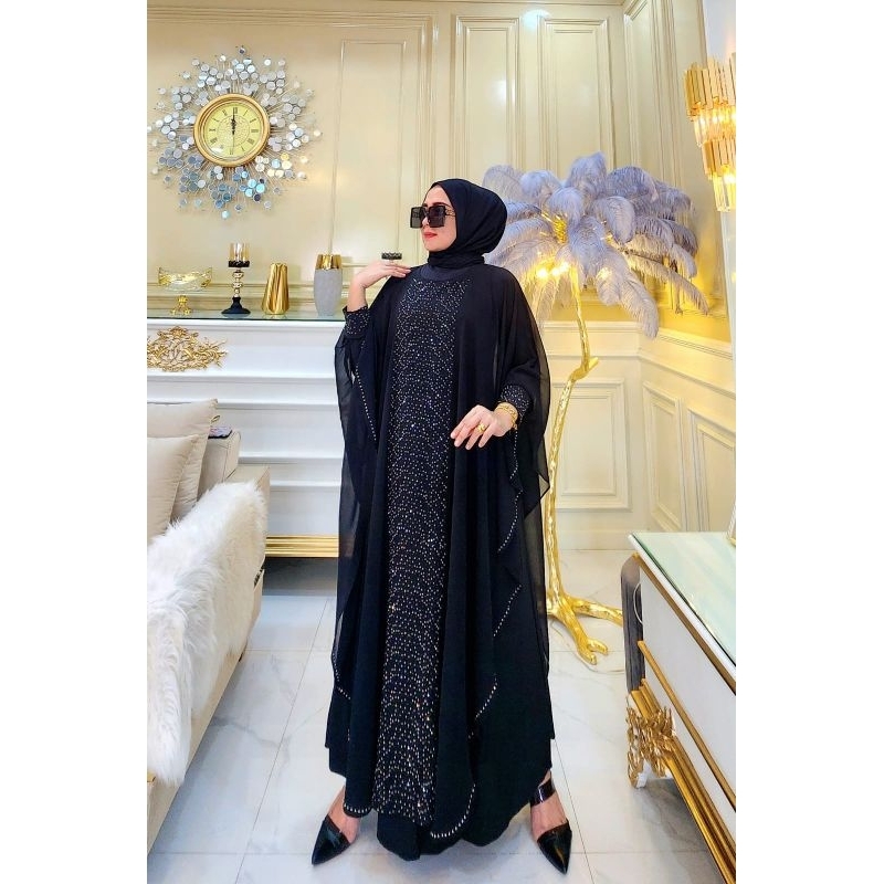 Gamis Abaya Turkey Hitam Abaya Kaftan Kalong Tabur