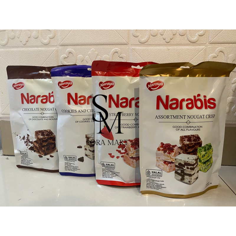 

Naraya Narabis Assortment Nougat Crisp Narabis Cokelat Chocolate Strawberry Coookies Matcha 90gr