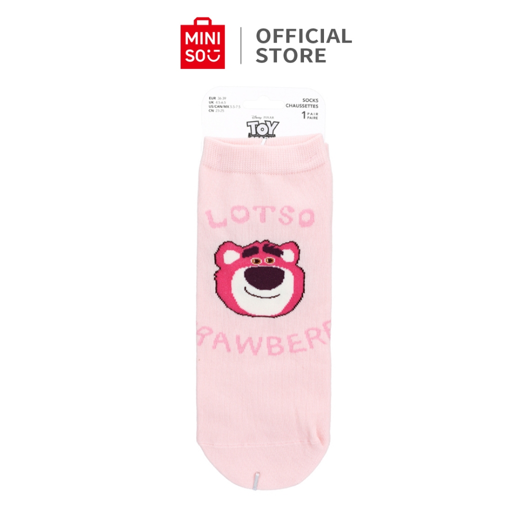 MINISO X Lotso Kaos Kaki Wanita Cewek Disney Women Socks Lucu Pink Korean