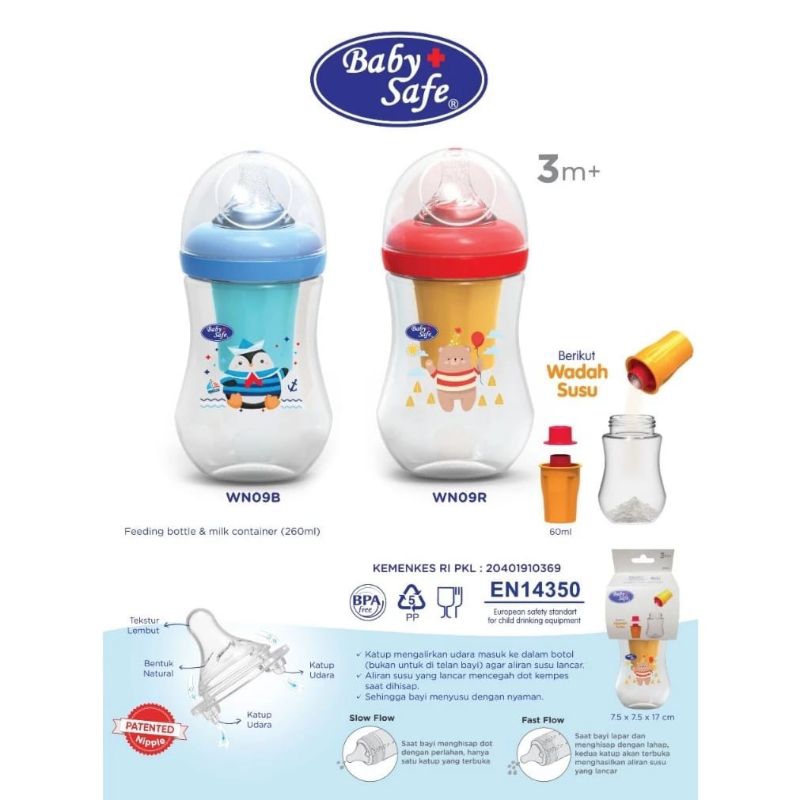 Babysafe Botol Susu WN09 - Botol Minum Anak - Dot Bayi - Botol Anak Lucu