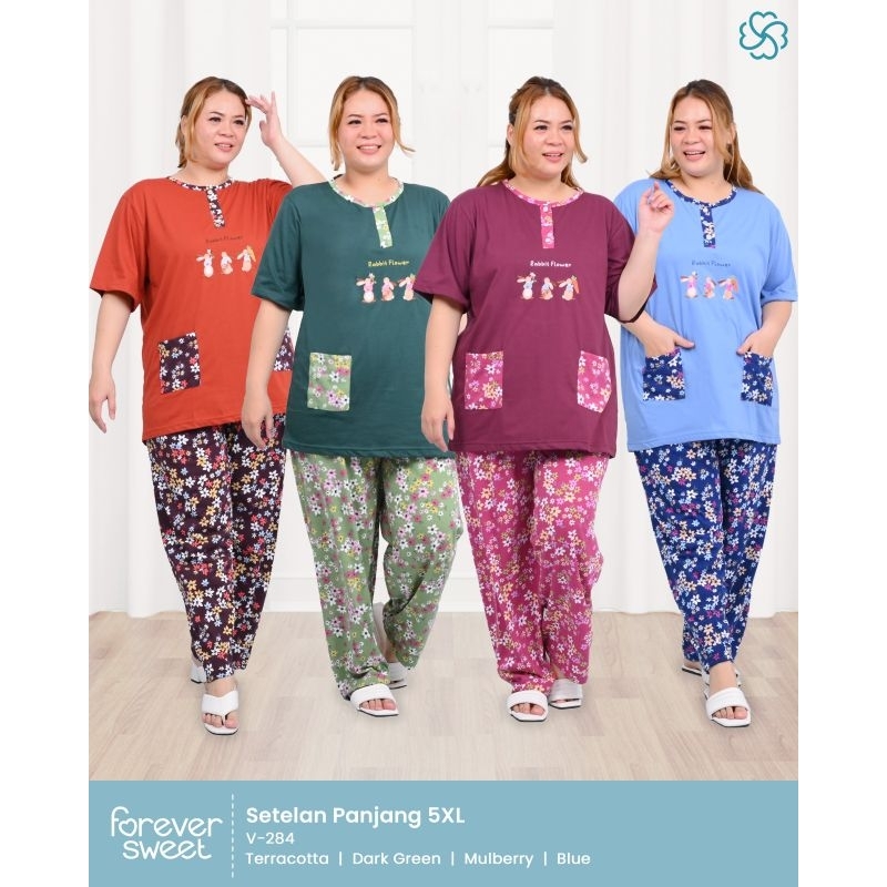 BAJU TIDUR V284 BABYDOLL FOREVER SWEET Cp 5XL PANJANG