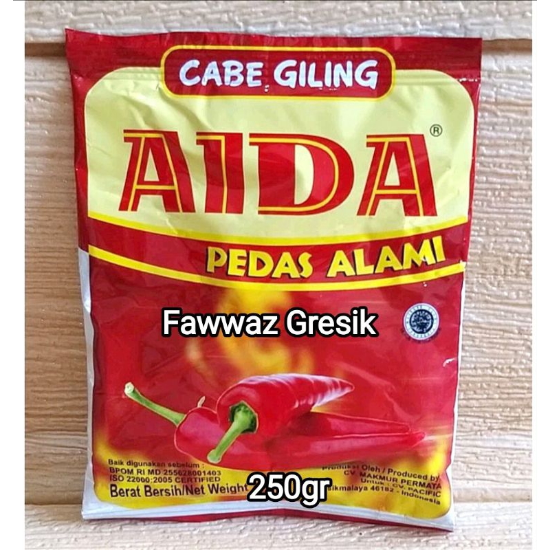 

Cabe Giling Aida 250gr / Cabe Bubuk Aida 250 gr / Cabe Giling Aida Pedas Alami 250 gram