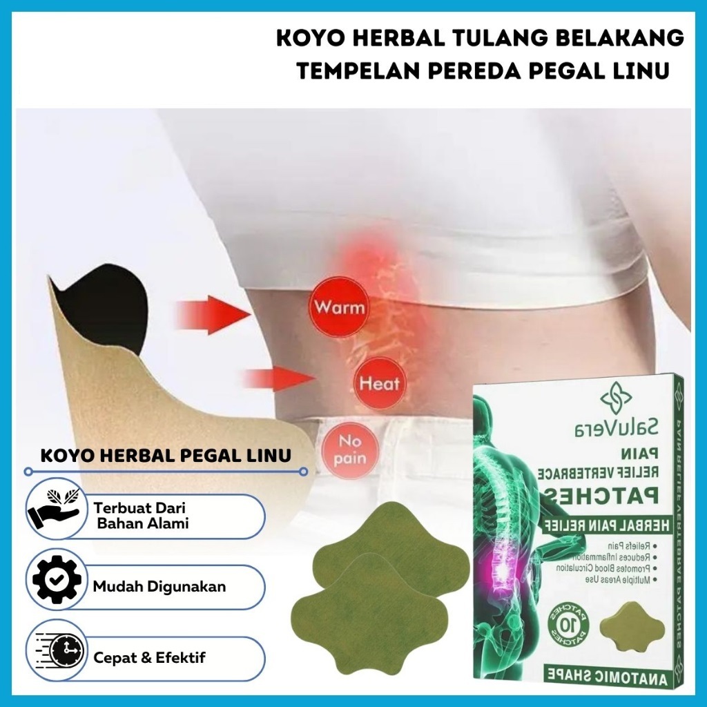 Koyo Herbal Obat Sakit Pinggang Kaki Lutut Pereda Nyeri Sendi Saraf Kejepit  Box Isi 10 Patch