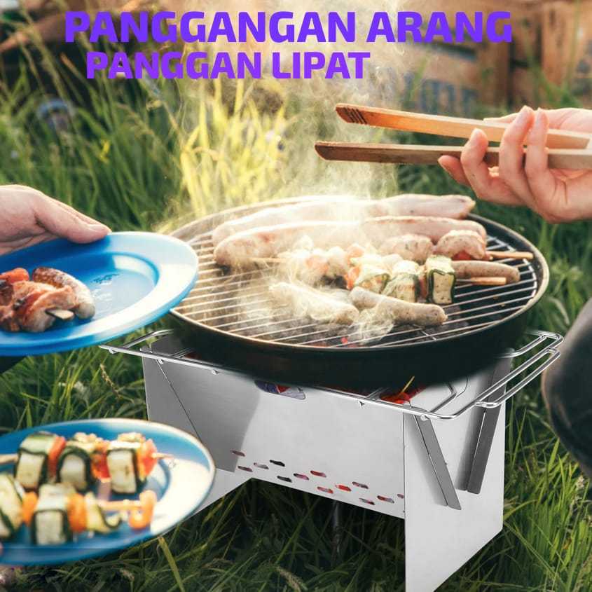 ALAT PANGGANG ARANG LIPAT BBQ PANGGANGAN ARANG BBQ PORTABLE CAMPING OUTDOOR GRILL STOVE