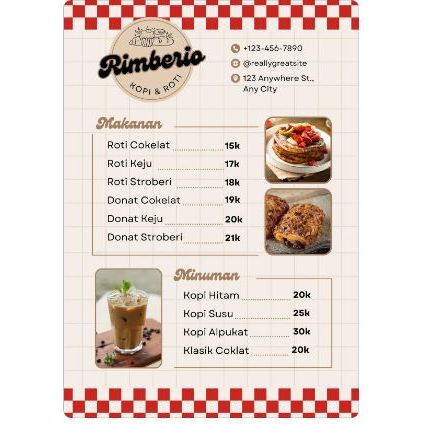 cetak dan desain daftar menu minuman ukuran f4 / 21x33 laminating