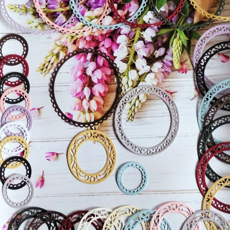 

12pcs Round doilies frame Die cut / Diecut / Diecuts / Diecut untuk journal journaling bujo junk journal