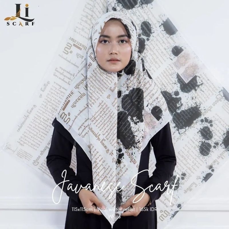 Javanese Newspaper Scarf by Li Scarf ~ White