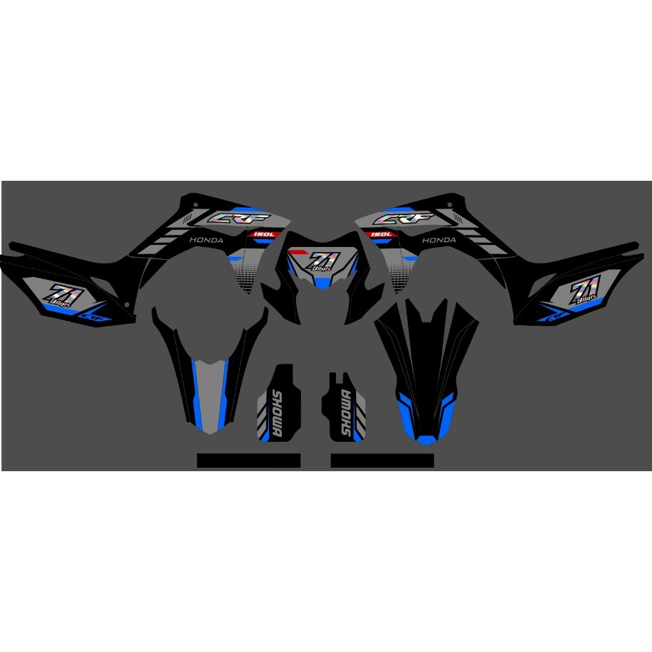 Sticker Decal CRF 150 L Desain custom design costum 051 MOTIF SIMPLE HITAM ABU2
