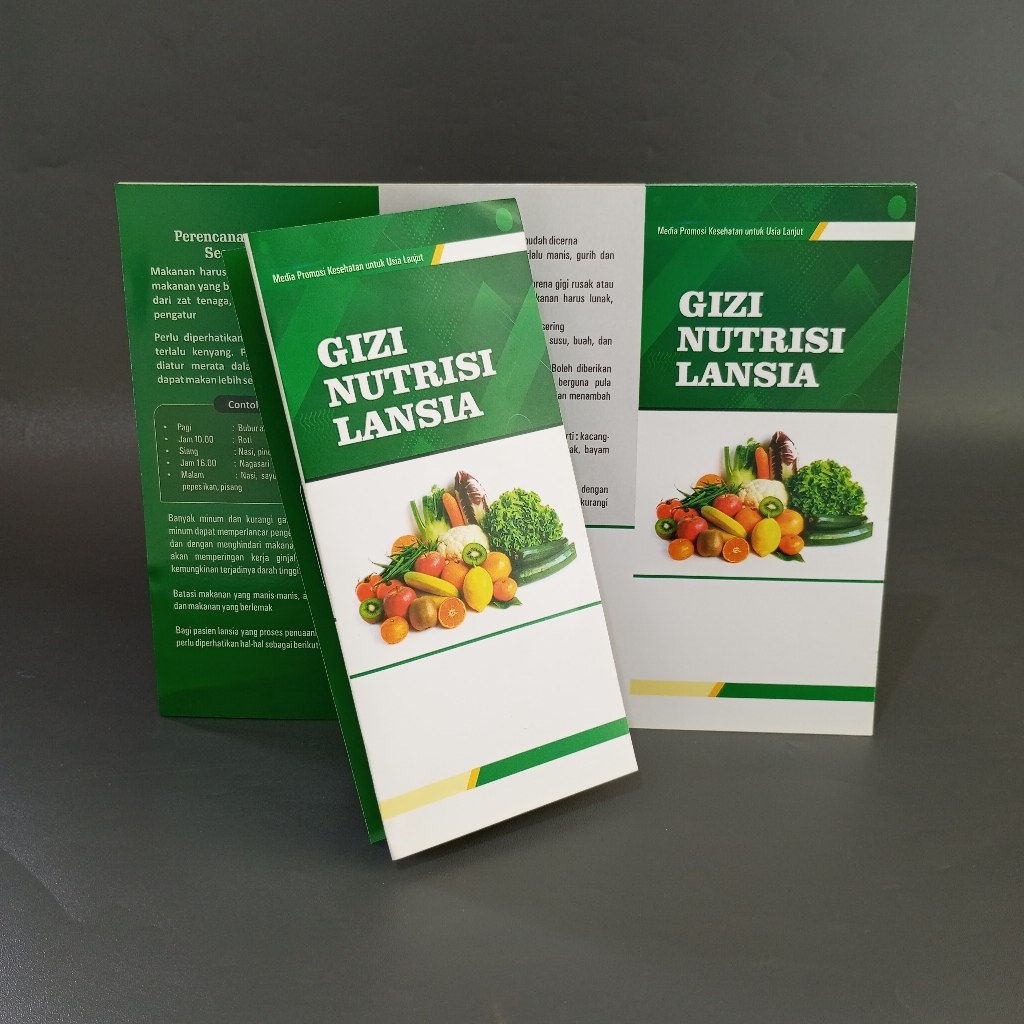 Leaflet / Brosur Gizi Nutrisi Lansia, Leaflet Kesehatan Lansia, Edukasi Promkes