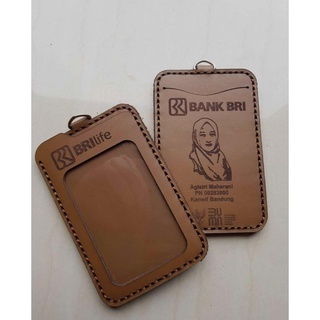 

Id Card Holder Kulit Asli Custom Logo, Name Tag Kulit Custom Nama - Gantungan Id Card Holder