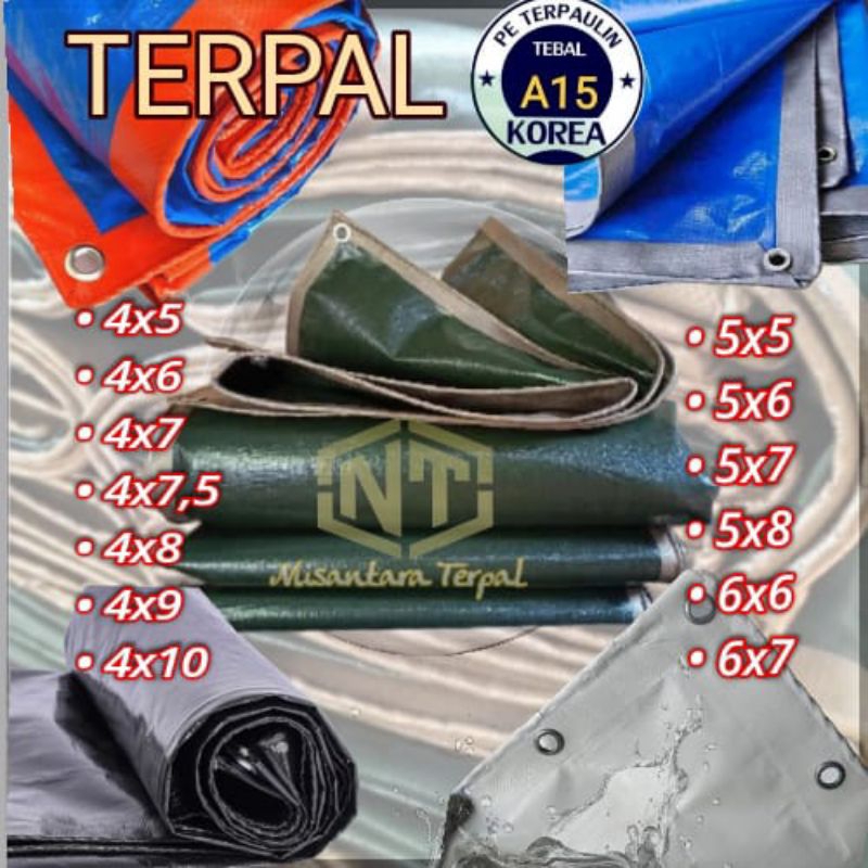 Terpal A15 KOREA IMPORT Warna Hijau Gold,Biru Oren,Biru Sliver, Hitam, Putih cocok untuk tutup truk 