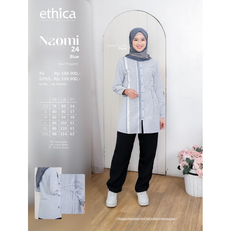 TUNIK ETHICA NAOMI 24 (GREY, DUSTY ROSE, BLUE, KHAKI)