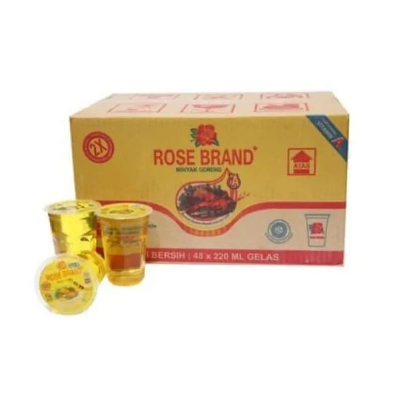 

MINYAK GORENG ROSE BRAND 220ML CUP 1 DUS ISI 48 PCS KHUSUS INSTANT KURIR