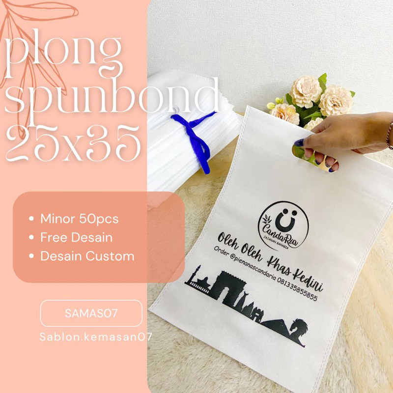 

Tas Spounbond oval 25x35 sablon costum goodie bag souvenir