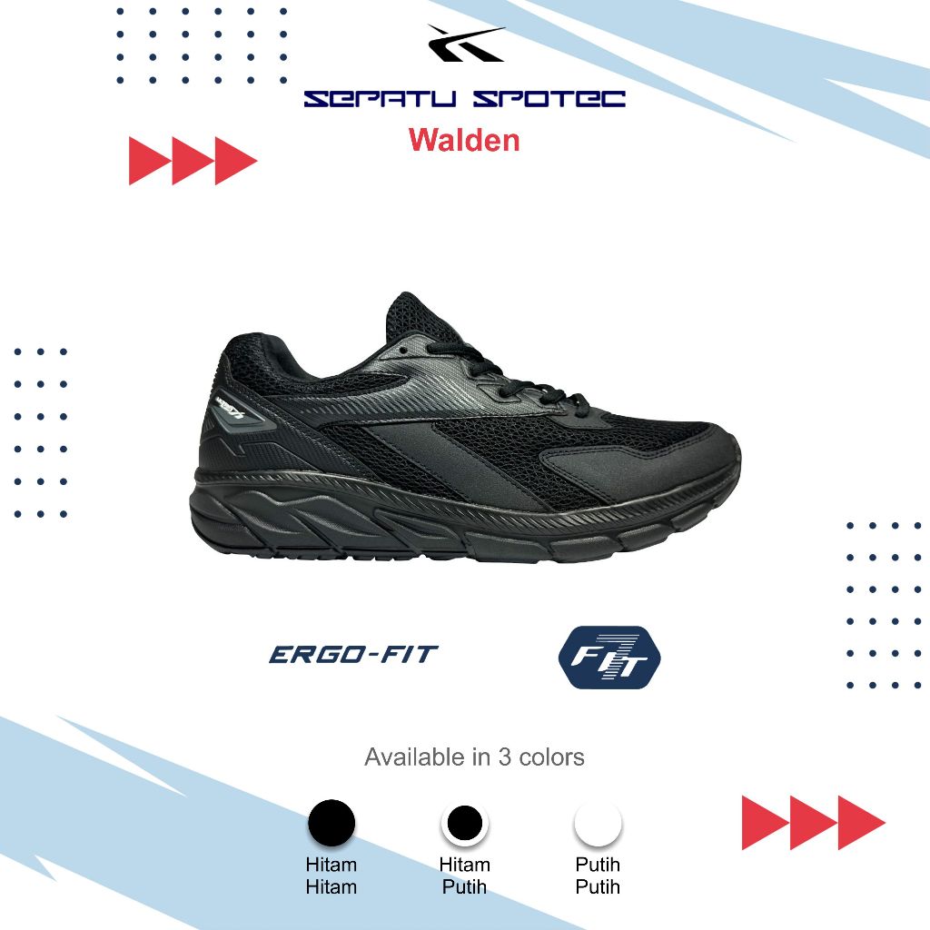 SPOTEC Sepatu Sekolah WALDEN Hitam - Hitam