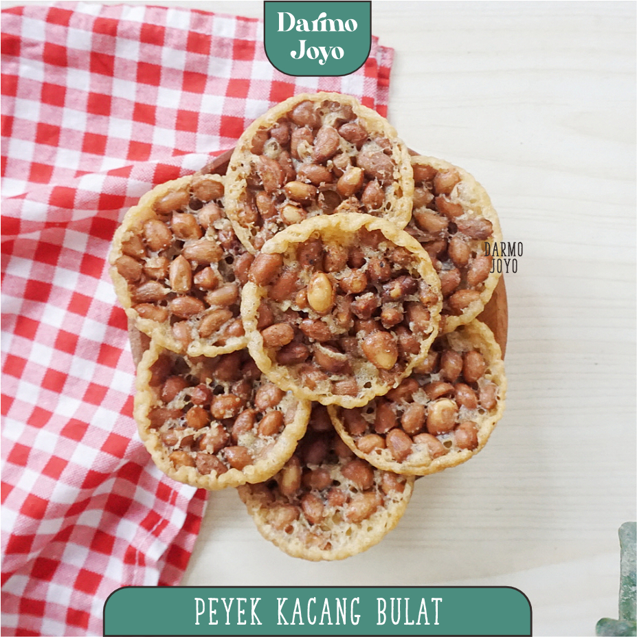 Peyek Kacang Bulat 1kg - DARMO JOYO - 1000gr Keripik Kripik Peyek Full Kacang Bundar Mini Kecil Renyah Asin Jadul Gurih Camilan Cemilan  Jajanan Snack Kiloan