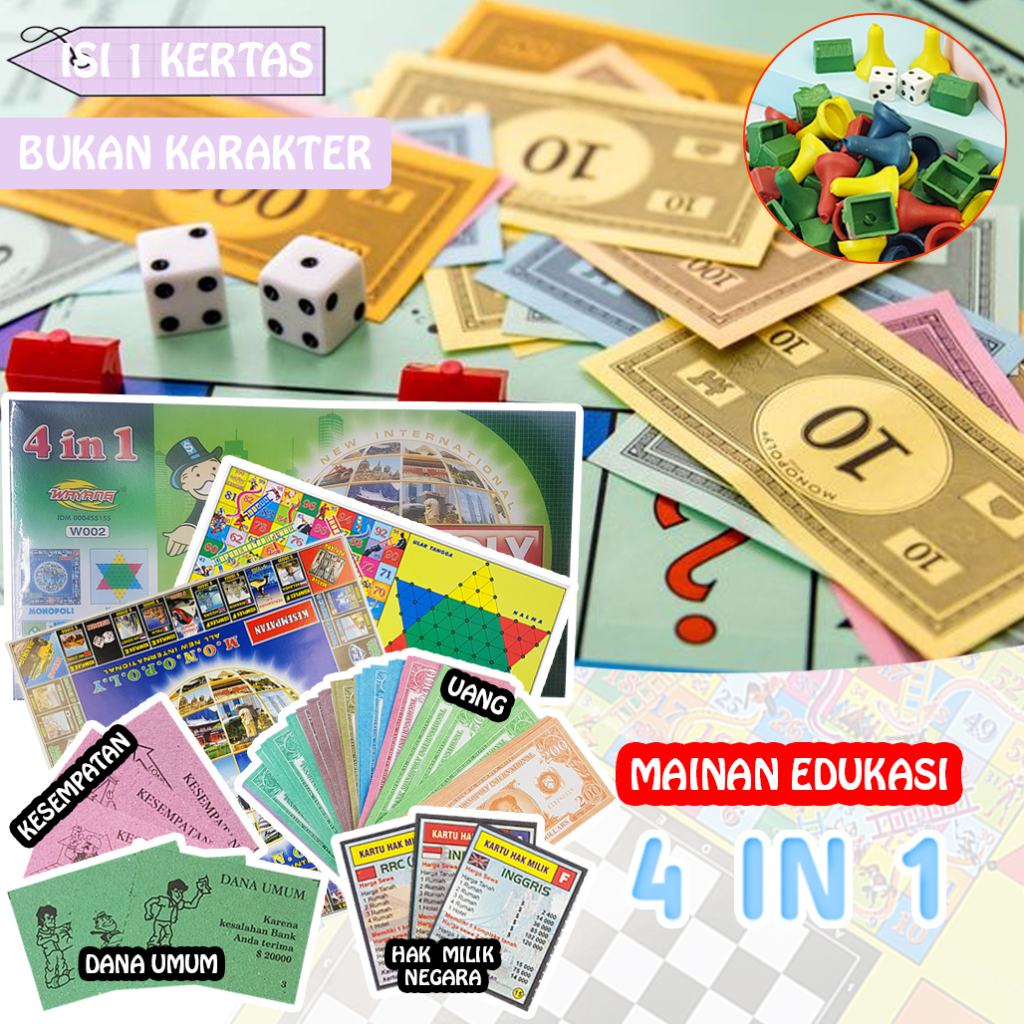 Mainan M0N0P0LY 4 in 1/Mainan Anak dan Remaja/Mainan Edukatif 7022