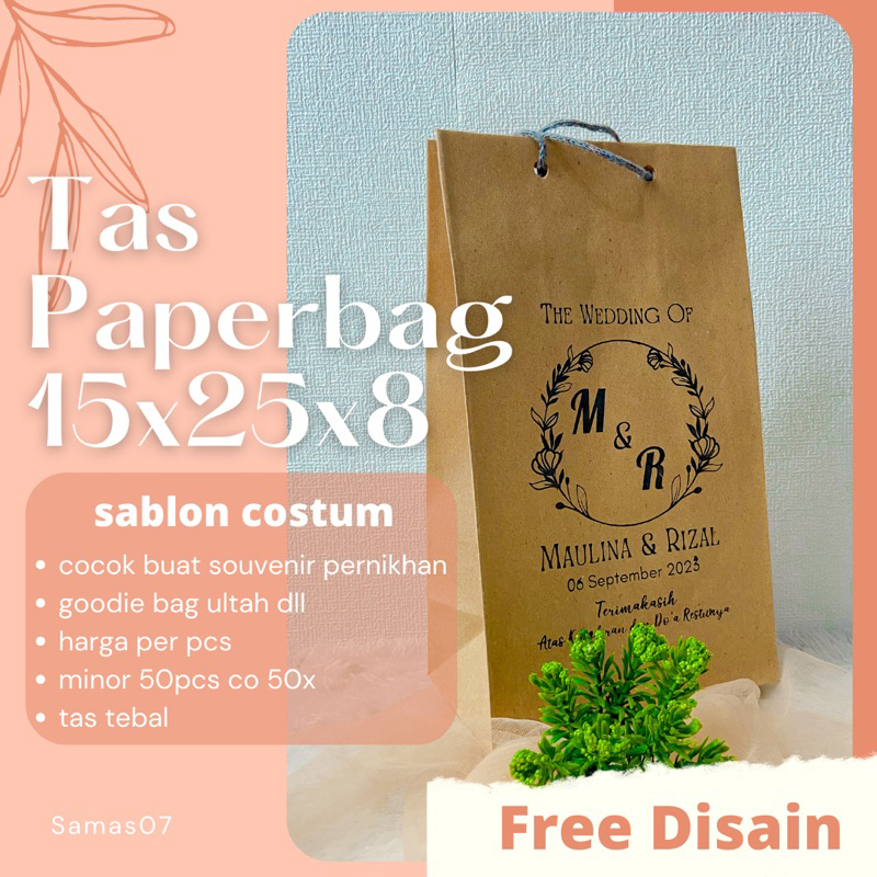 

Tas Paperbag souvenir 15x25x8 sablon costum goodie bag paperbag