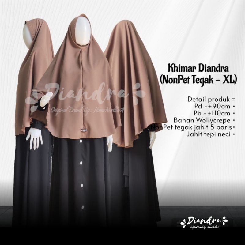 Khimar Wollycrepe Jilbab Wollycrepe XL NonPet Merk Diandra Hijab