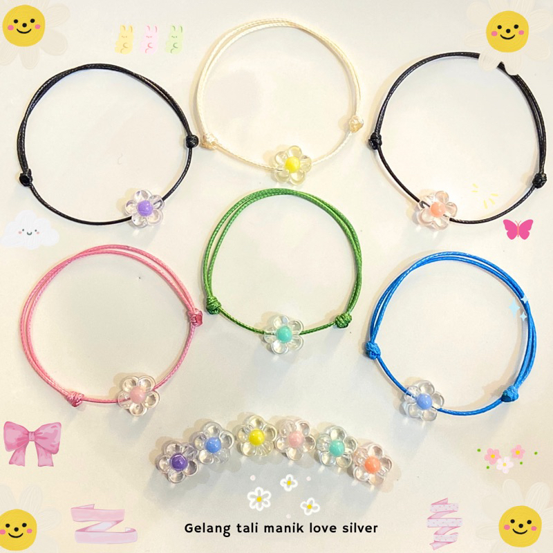 (Beli 5 gratis 1) Gelang tali manik bunga / Gelang bunga /Gelang persahabatan