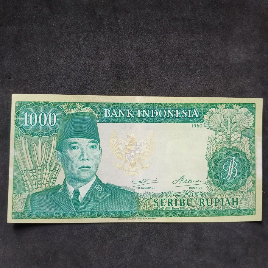 Uang Kuno 1000 Rupiah Seri Sukarno 1960 AUNC 2 Huruf TDLR Langka RARE