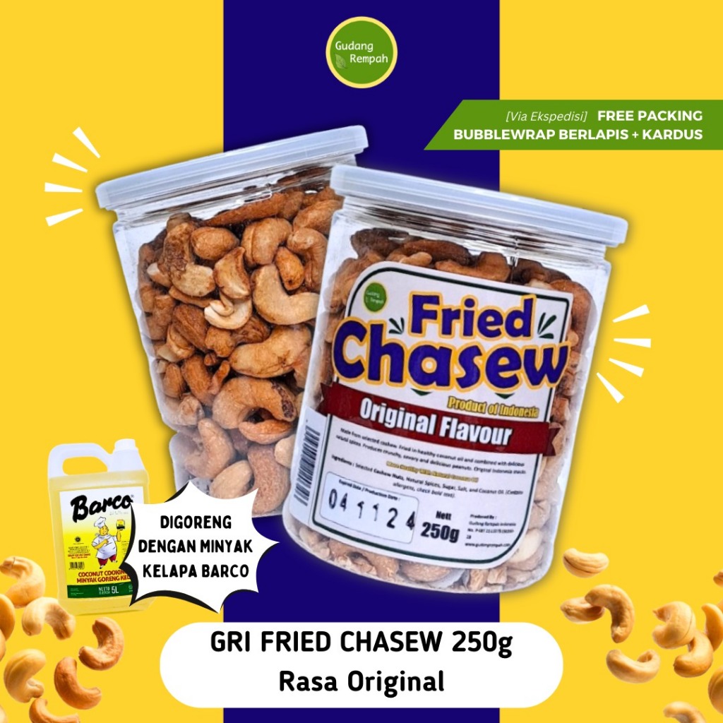 

Kacang Mede Goreng GRI Cashew Fried with Coconut Oil 250g