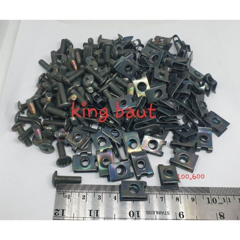 (paket 50 set) baut + Klip Honda Karisma (hijau)