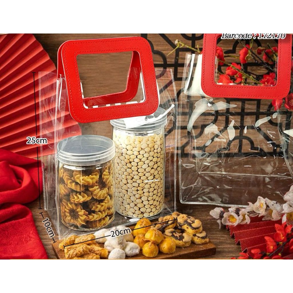 

Plastik Bag Mika Red with Handle/Bag Kue cookie Hampers Goodie Bag Gift Bag Chinese New Year