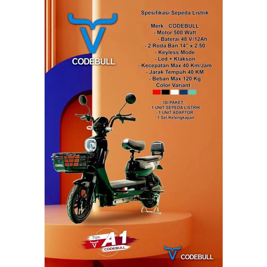 [READY STOK] Sepedah Listrik CODEBULL type A1 E-Bike Sepedah Motor Listrik Dewasa