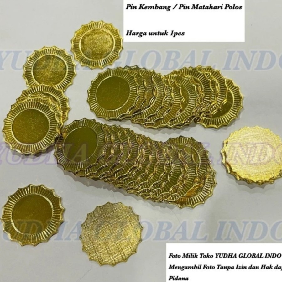 Pin Kembang Pin Matahari Full Kuningan Polos/Peniti/Magnet/Logo