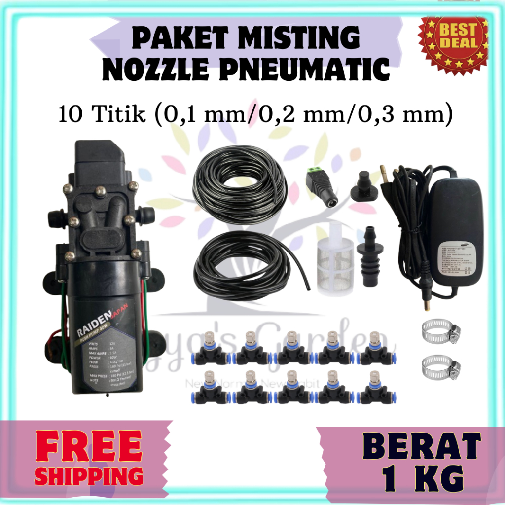 Paket Misting Pneumatic 0,1 - 0,3 mm | Sprayer Misting Nozzle | penyiraman kabut untuk walet/hidropo