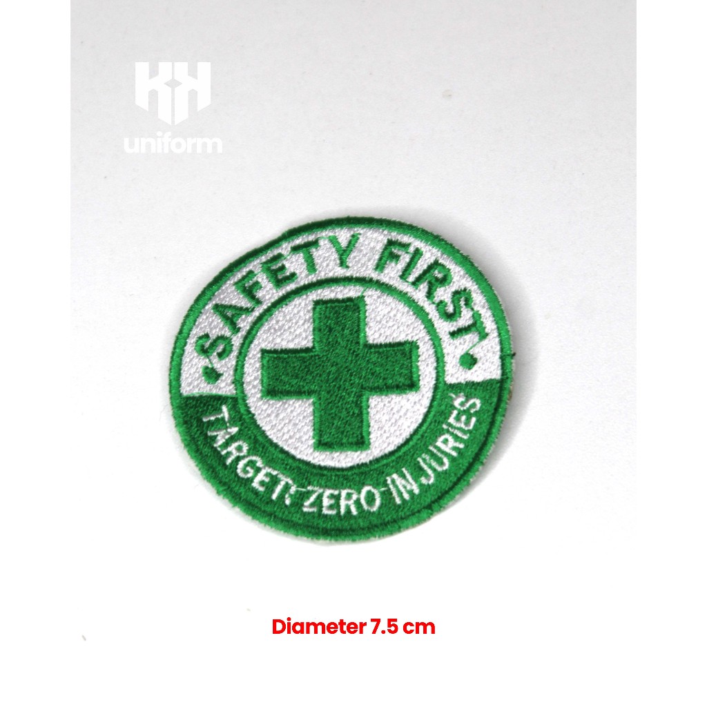 LOGO SAFETY FIRST BULAT, Emblem bordir/ patch - kk uniform