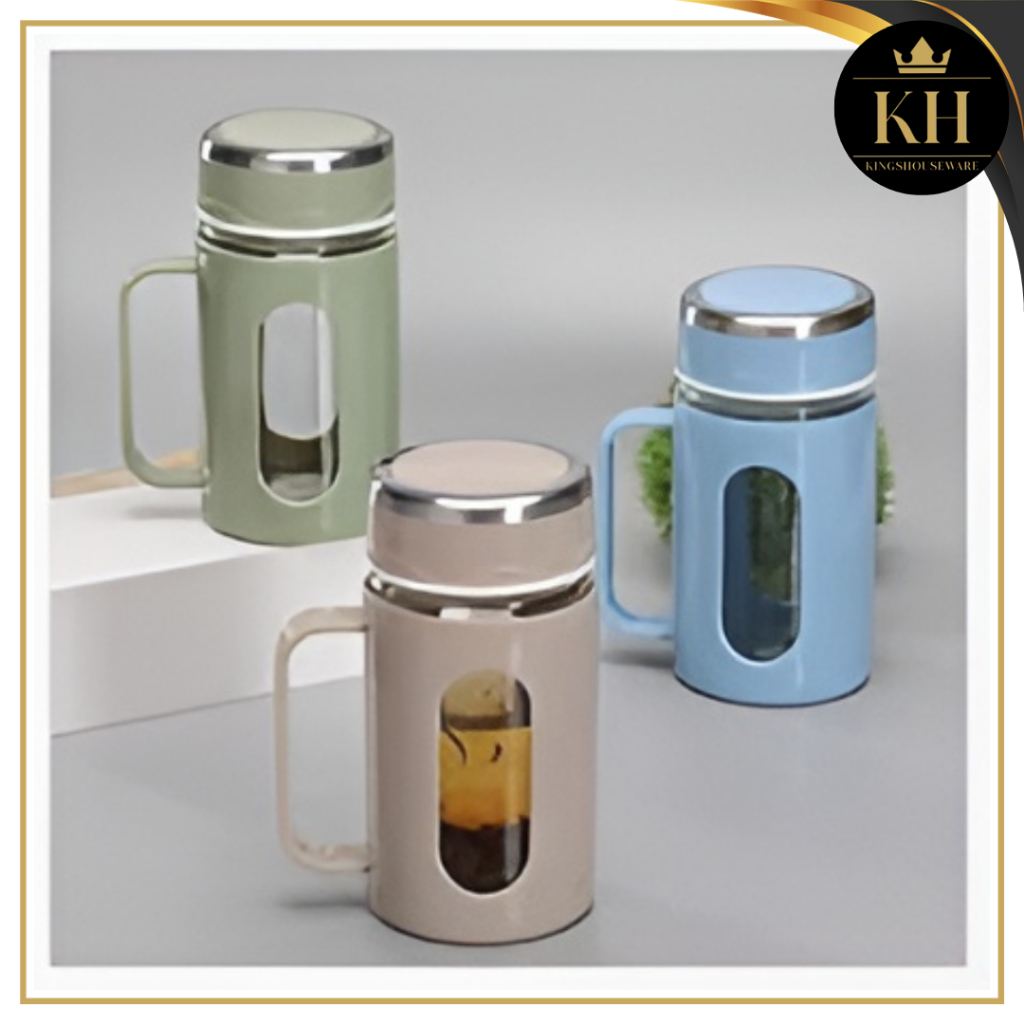 Kh - Mug Gelas Kaca 500ML / Botol tumblr kaca 500ml / Gelas Kaca