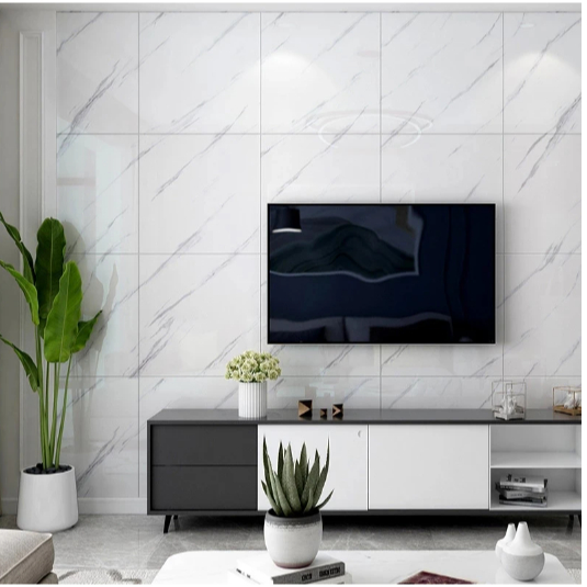 Wallpaper Dinding Vinyl Marble Lantai Vinyl Marmer Aluminium 60x60 cm