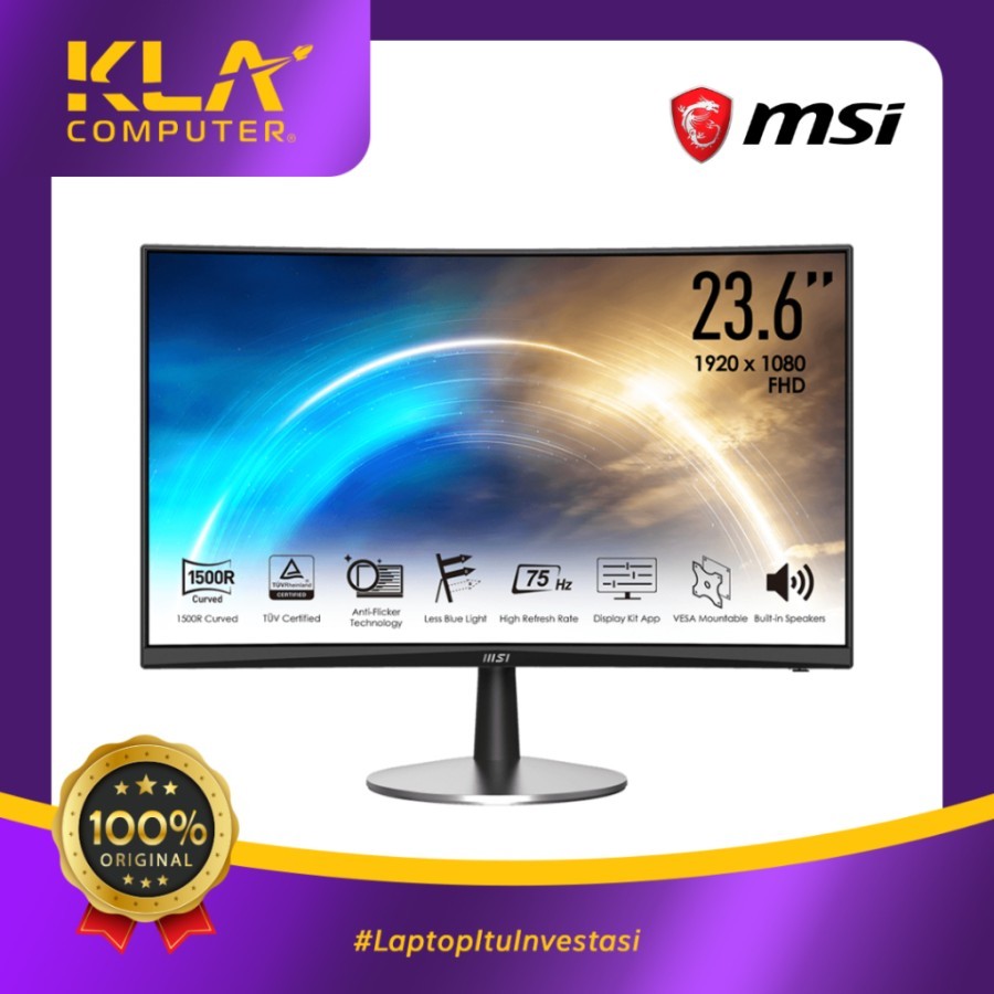 MSI PRO MP242C Curved 24 inch FHD 1080p 75Hz 1ms Speaker Monitor