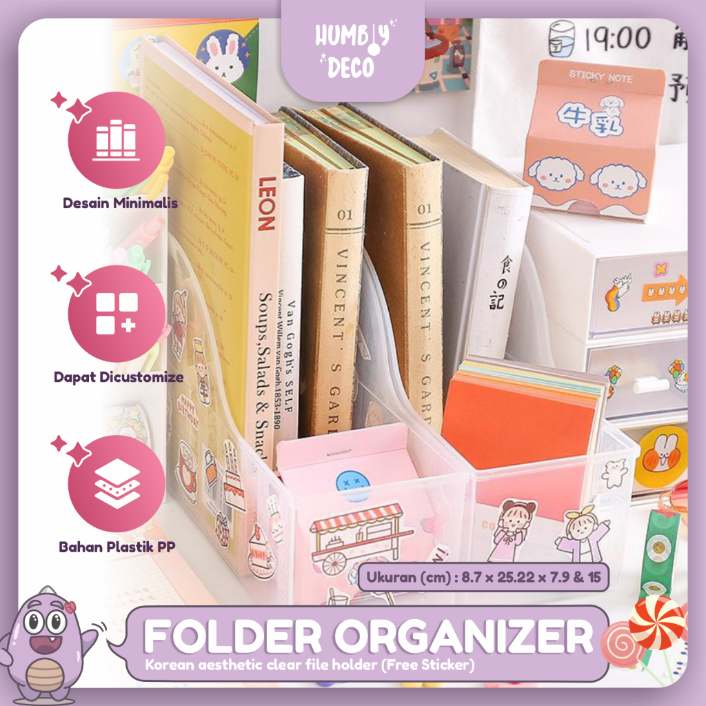 

Humbly Deco - Korean Aesthetic Clear File Holder and Folder Organizer