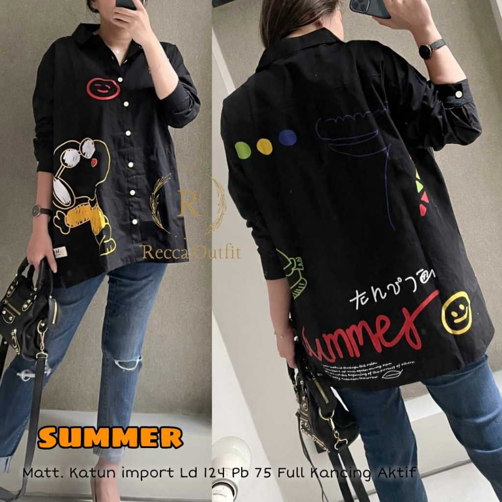 Baju Atasan Blouse Kemeja Wanita Jumbo Ld 120 XXXL Summer Bahan Premium Katun Import Recca
