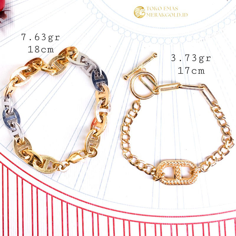 Gelang Emas Asli Tiffani 375 Gelang Dubai Fancy Emas Asli Kadar 375 Gelang Hermes Rantai Gold