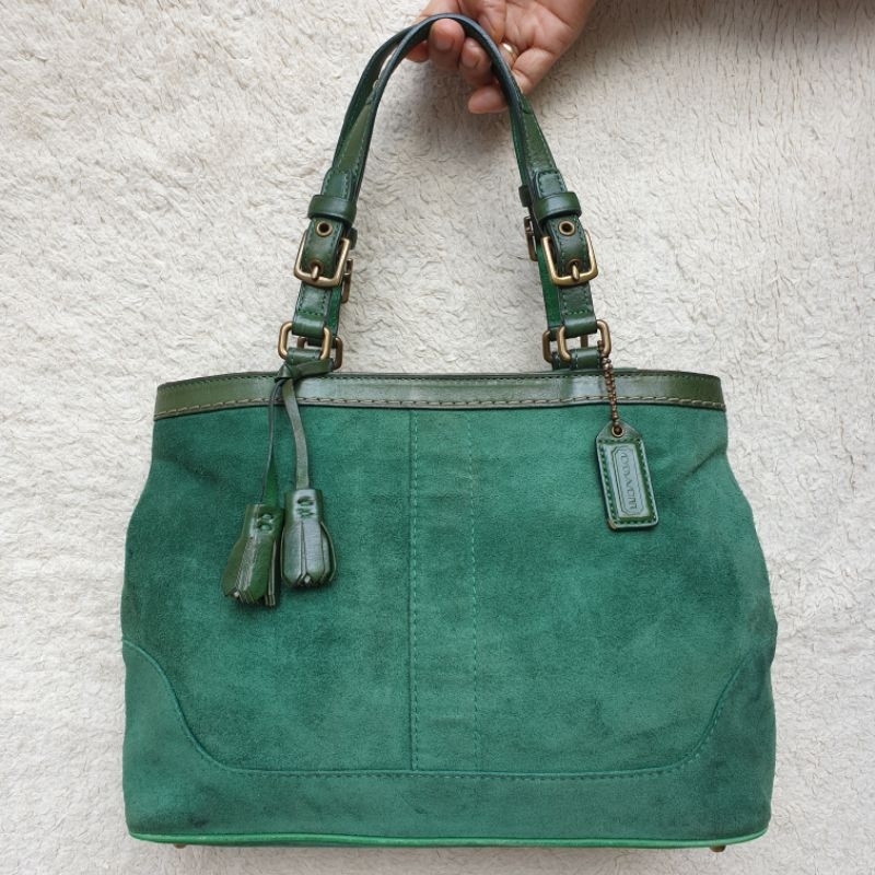 Tas Coach Hijau Handbag Wanita Kulit Asli