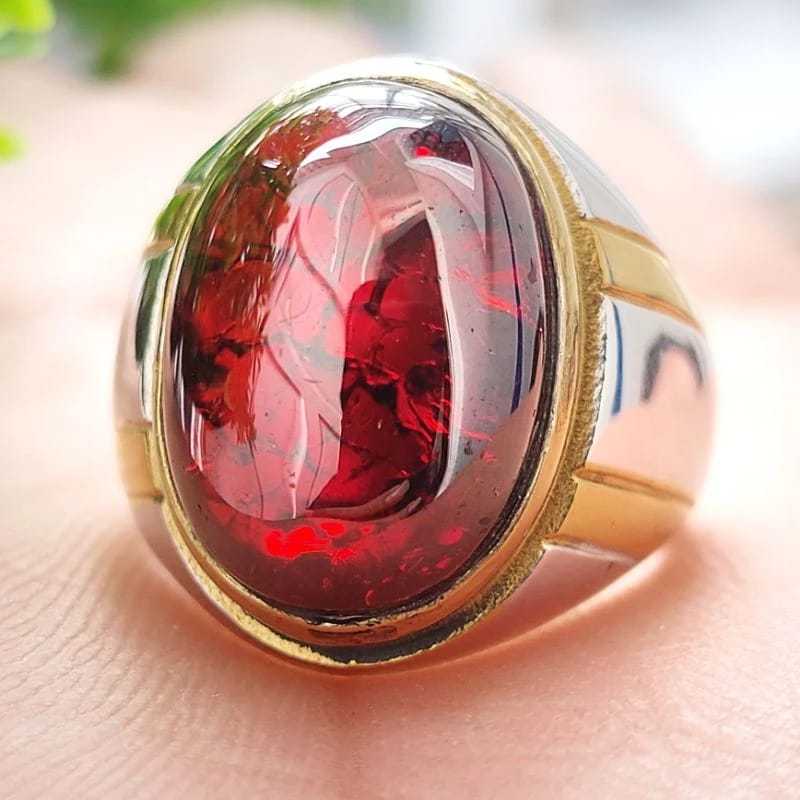 Cincin Batu Red Garnet Pecah Seribu